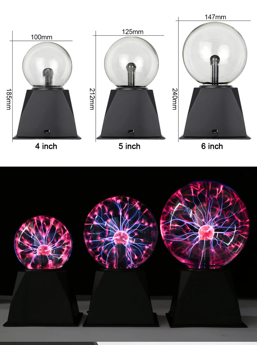 Magic Crystal Plasma Ball Lamp 3 4 5 6 8 Inch Electric Lamp Night Light Kids Gift Birthday Christmas Novelty Glass Plasma Lamp