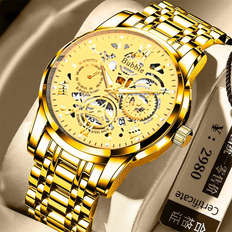 Watch For Men Trendy High end Light Luxury Versatile Quartz Watches Glow Waterproof Roman Hollow Male's Clock Watch UTHAI L93