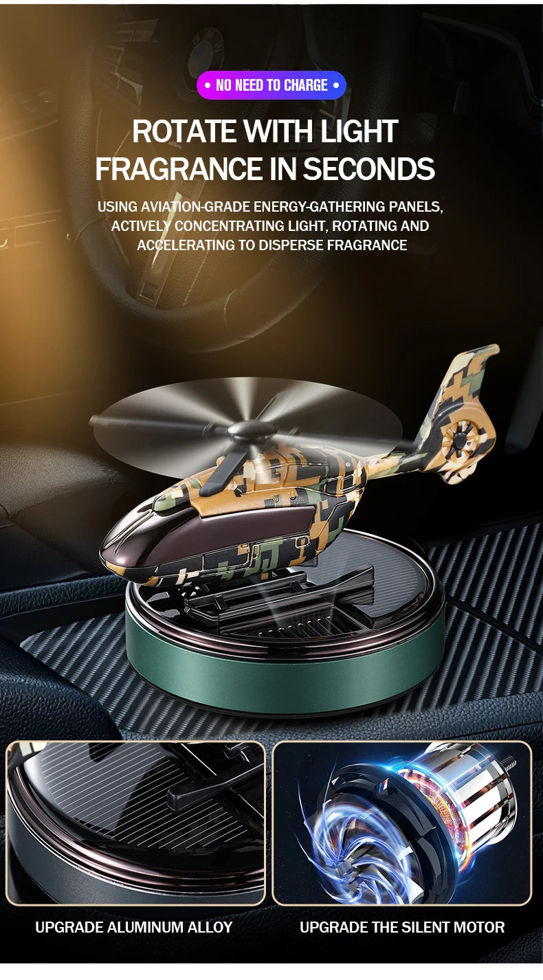Car Solar Powered Rotation Helicopter Airplane Air Freshener Solar Helicopter Interior Perfume Trim Diffuser Rotary Aromatherapy