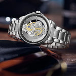 UTHAI Men Watch Sports Trend Double sided Transparent Hollow Steel Waterproof Luminous Male Fashion Quartz Clock Wristwatches