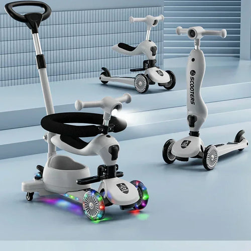 Scooter Voor Kinderen Vouwen 3 Wiel Skateboard Driewieler Baby Draagbare Kinderwagen Hoverboard Speelt Muziek Balans Multimodaal