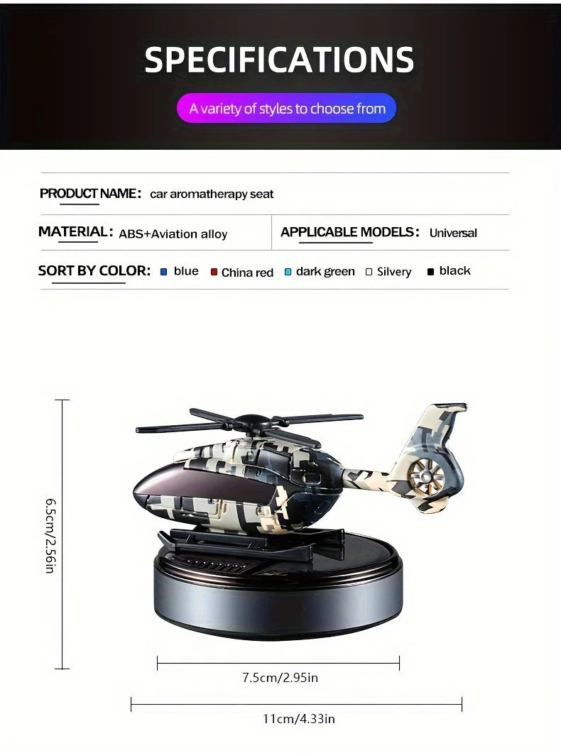 Car Solar Powered Rotation Helicopter Airplane Air Freshener Solar Helicopter Interior Perfume Trim Diffuser Rotary Aromatherapy