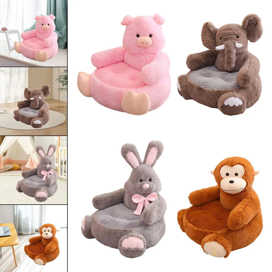 Children Sofa Seat Cartoon Lazy Sofa Decoration Animal Shaped Seat Cushion Plush Support Seat for Play Room Bedroom Living Room