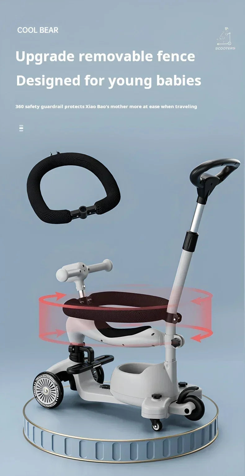 Scooter Voor Kinderen Vouwen 3 Wiel Skateboard Driewieler Baby Draagbare Kinderwagen Hoverboard Speelt Muziek Balans Multimodaal