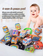 Soft Fabric Car Toy for Babies - Tear-Resistant Cloth Book with Storage Bag and Play Mat, Early Learning Travel Sensory Toy Gift