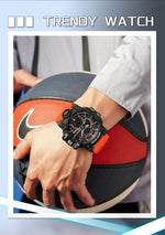 SANDA New 6198 Electronic Watch Fashion Trend Dual Screen Multi functional Outdoor Sports Waterproof Men's Watch