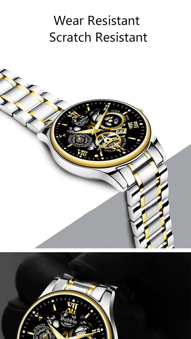 Watch For Men Trendy High end Light Luxury Versatile Quartz Watches Glow Waterproof Roman Hollow Male's Clock Watch UTHAI L93