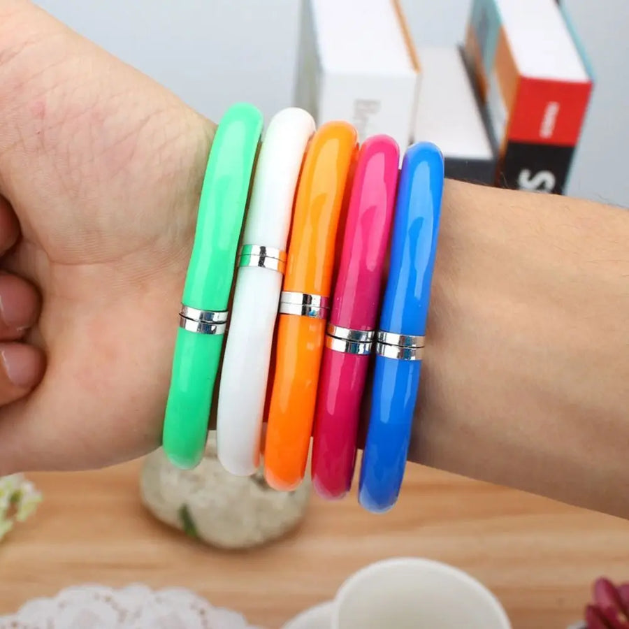 1PC Random Color Creative Bangle Bracelet Bending Circle Ballpoint Pen Wristband Gel Pen Student Gift Stationery Writing Tools