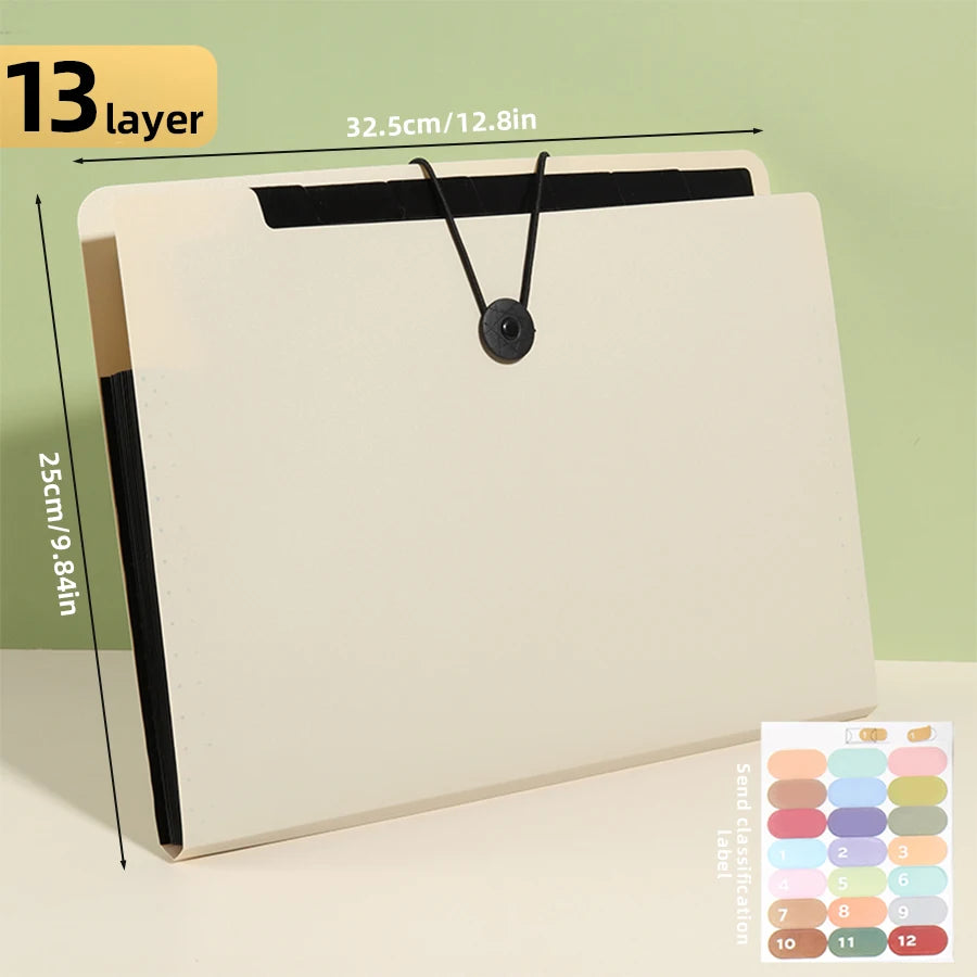 Three Colors Horizontal A4 Folder Students Office Business Trip Multi-layer Large Capacity 5/8/13 Layers Storage Organ Bag