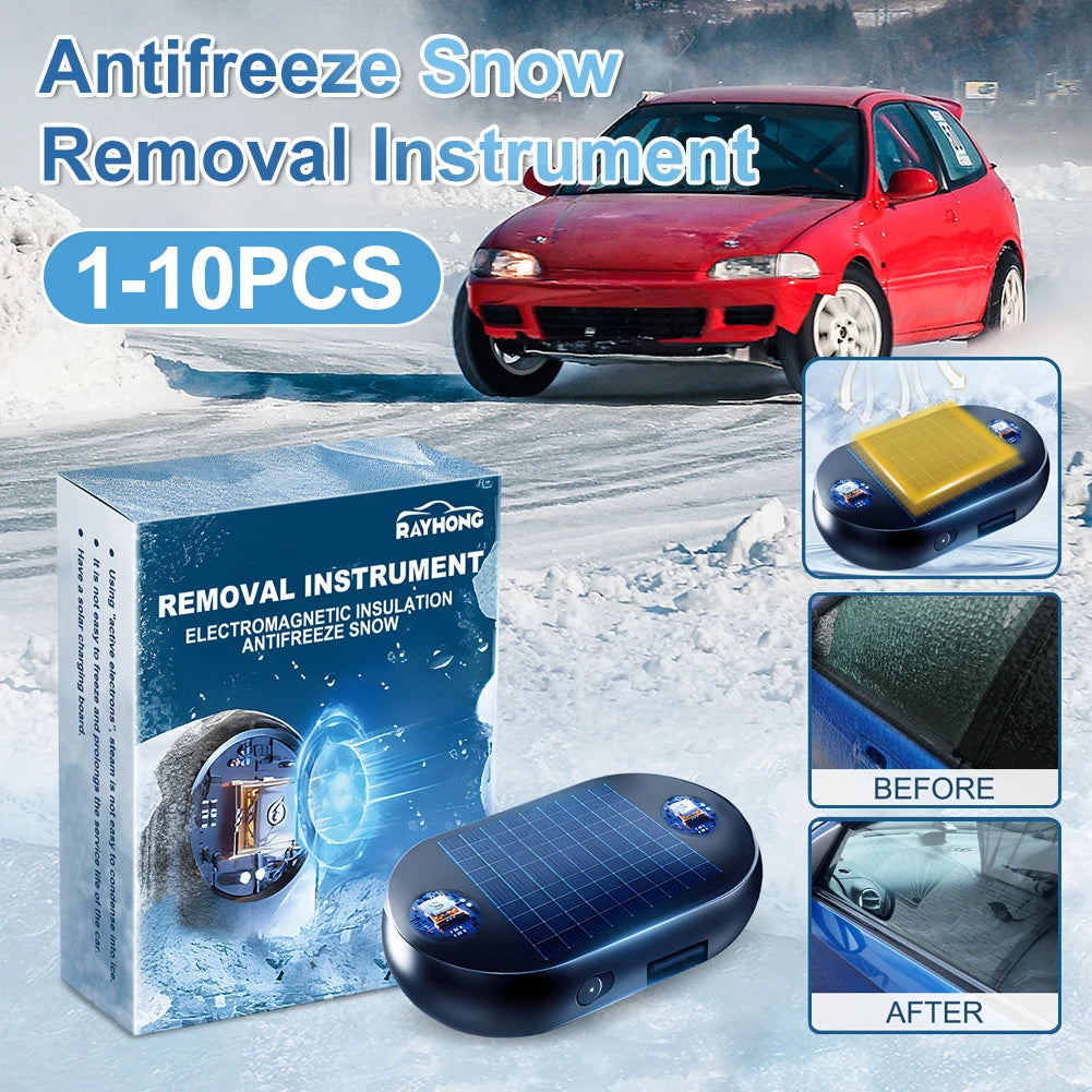 1-10pcs Car Window Glass Anti-ice Snow Remover Solar/USB Antifreeze Snow Removal Instrument Winter Deicing Device Car Defroster