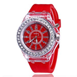 led Flash Luminous Watch Personality trends students lovers jellies woman men's watches 7 color light WristWatch bayan kol saati