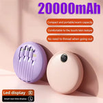 20000mAh Mini Powerbank Portable Round Self-wired  Fast Charging High Capacity Digital Display Power Bank For Iphone Xiaomi