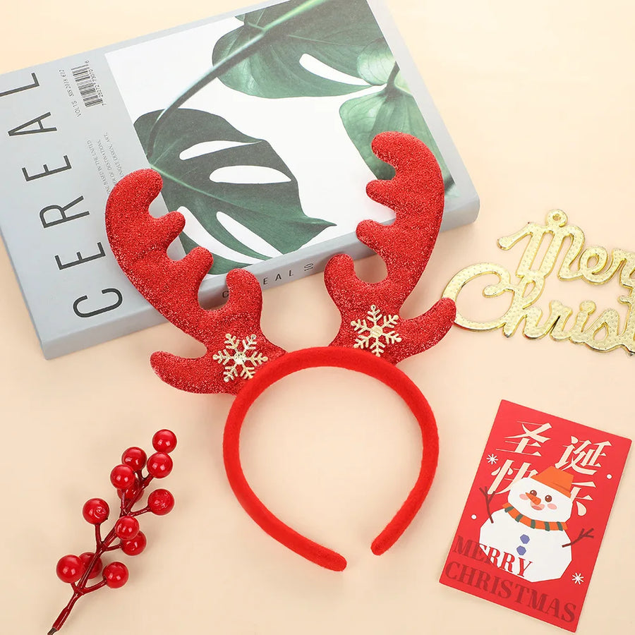Christmas Headbands for Adults Children Deer Antlers Elk Hair Accessories Festive Atmosphere Party Decorations Props Headbands