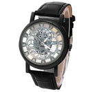 Men High-End Quartz Wristwatches Fashion Trend Stainless Steel Dial Sport Leather Band Watches Creative Hollow Out Dial Watch