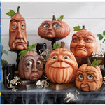 Home Halloween Atmosphere Fun Pumpkin Outdoor Decoration Ghost Party Pumpkin Six Monsters Resin Crafts Ugly Cute Ornaments New