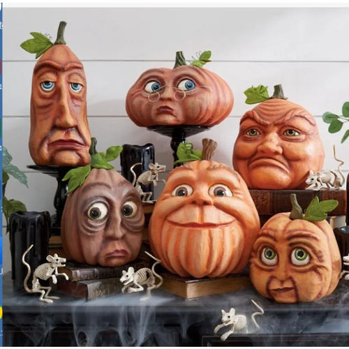 Home Halloween Atmosphere Fun Pumpkin Outdoor Decoration Ghost Party Pumpkin Six Monsters Resin Crafts Ugly Cute Ornaments New