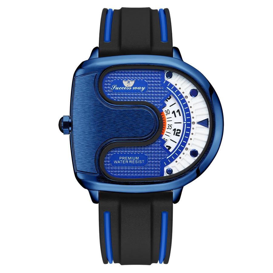 Trend Personality Novel U-Shaped Design Men Watch Creative Dial Rotating Pointer Fashion Watch Waterproof