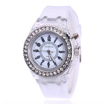 led Flash Luminous Watch Personality trends students lovers jellies woman men's watches 7 color light WristWatch bayan kol saati