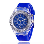 led Flash Luminous Watch Personality trends students lovers jellies woman men's watches 7 color light WristWatch bayan kol saati