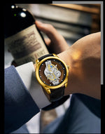 UTHAI Men Watch Sports Trend Double sided Transparent Hollow Steel Waterproof Luminous Male Fashion Quartz Clock Wristwatches