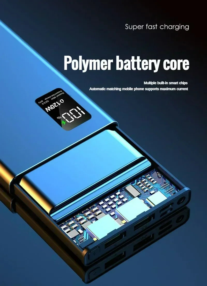 80000mAh Power Bank 120W Super Fast Charging 100% Sufficient Capacity Portable Battery Charger Digital Display For iPhone Xiaomi