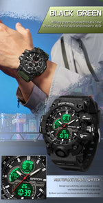 SANDA New 6198 Electronic Watch Fashion Trend Dual Screen Multi functional Outdoor Sports Waterproof Men's Watch