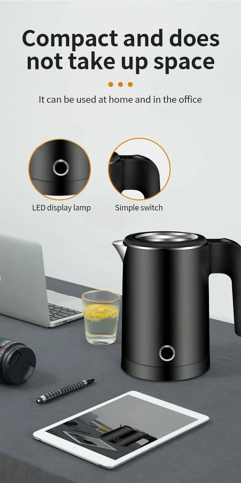 500ML Portable Travel Electric Kettle Tea Coffee Stainless Steel Water Boiler Pot For  Hotel Family Travel kitchen Smart kettle