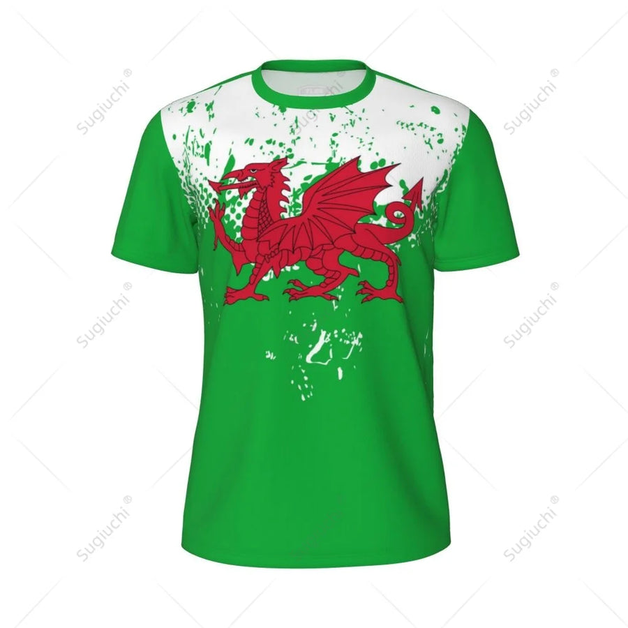 Exclusive design Wales Flag Grain 3D Printed Men For Running Bike Soccer Tennis Fitness Sports tshirt Mesh Fans Short T-shirt