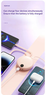 20000mAh Mini Powerbank Portable Round Self-wired  Fast Charging High Capacity Digital Display Power Bank For Iphone Xiaomi